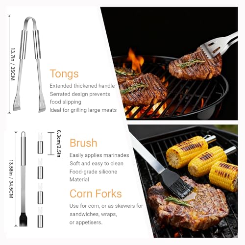 ZIIMXIJ 17-Piece Stainless Steel BBQ Tools Set with Portable Bag - Image 4
