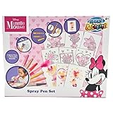 Set de Dibujo Minnie Mouse con Aerógrafos y Plantillas – Spray & Create – 7 Rotuladores + 6 Stencils Reutilizables – Juguete Creativo para Niños +4 Años
