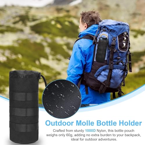 Taktisch Flaschenhalter Molle Flaschenhalter mit Kordelzug Molle Wasserflaschentasche Flaschenhalter Rucksack Tragbarer Wasserbehälter Beutel Tasche für Outdoor-Wandern, Jagd, Camping-Training