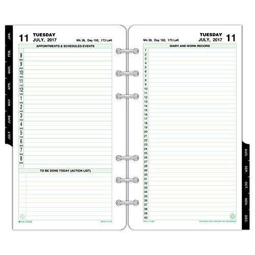 Day-timer recharge Agenda journalier 2017, DE deux pages par jour, référence, juillet 2017 Start, 3–3/4 x 6–3/10,2 cm, taille Portable (10801) Day-timer recharge Agenda journalier 2017, DE deux pages par jour, référence, juillet 2017 Start, 3–3/4 x 6–3/10,2 cm, taille Portable (10801)