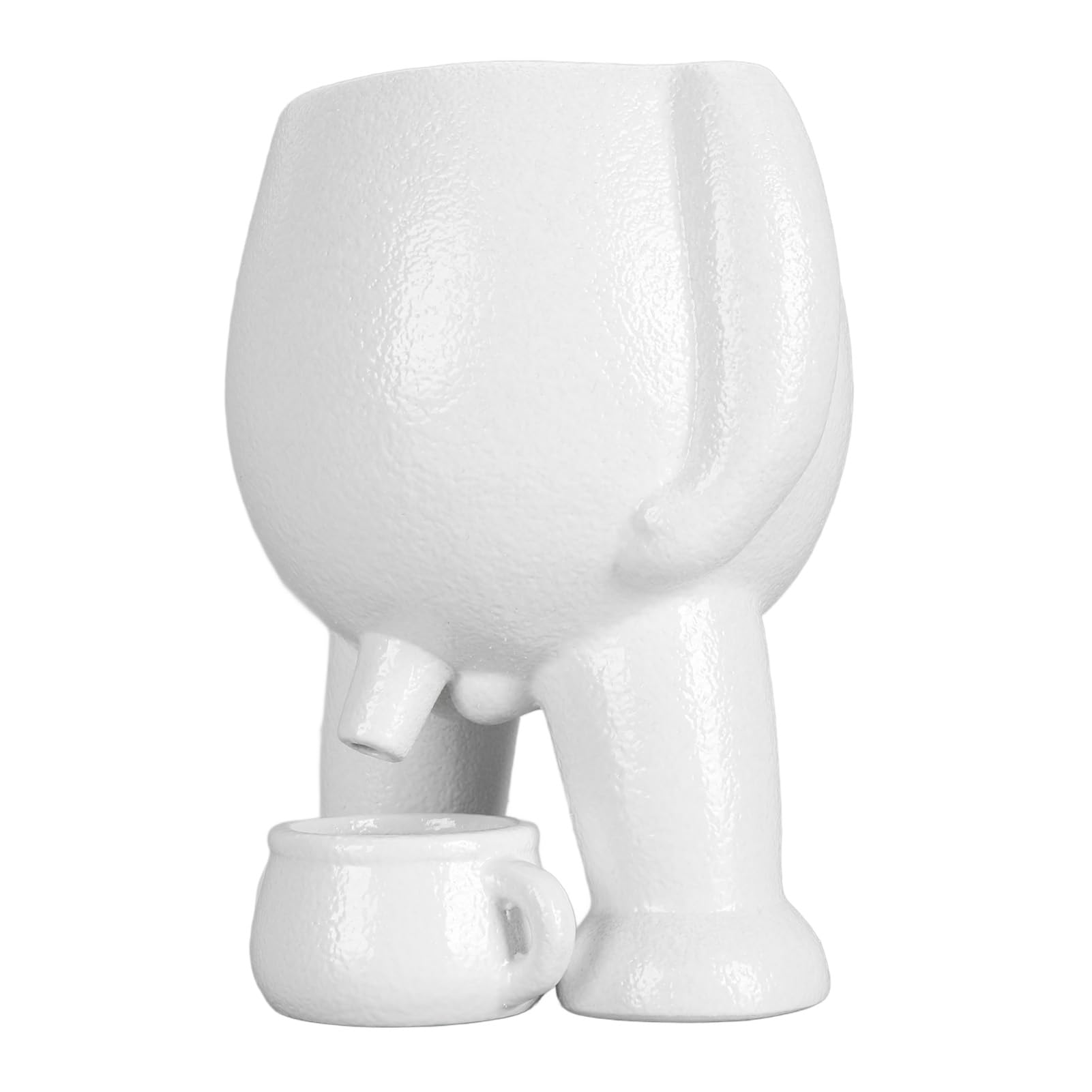 ANGGREK „Succulent Planter Pots Ceramic Flower Pot with Drainage and Saucer for Indoor Outdoor Plants Funny Peeing Design Unique Gardeners” (WHITE)