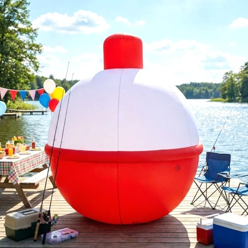 Leyndo 5 ft LED Inflatable Fishing Bobber Giant Fishing Party Decorations