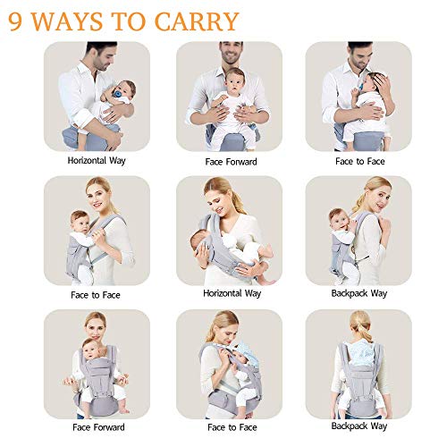 Viedouce Babytrage Ergonomische mit Hüftsitz/Reine Baumwolle Leicht und atmungsaktiv/Multiposition:Dorsal, Ventral, Einstellbar für Neugeborene und Kleinkinder von 0 bis 4 Jahren (3,5 bis 20 kg) - Image 3