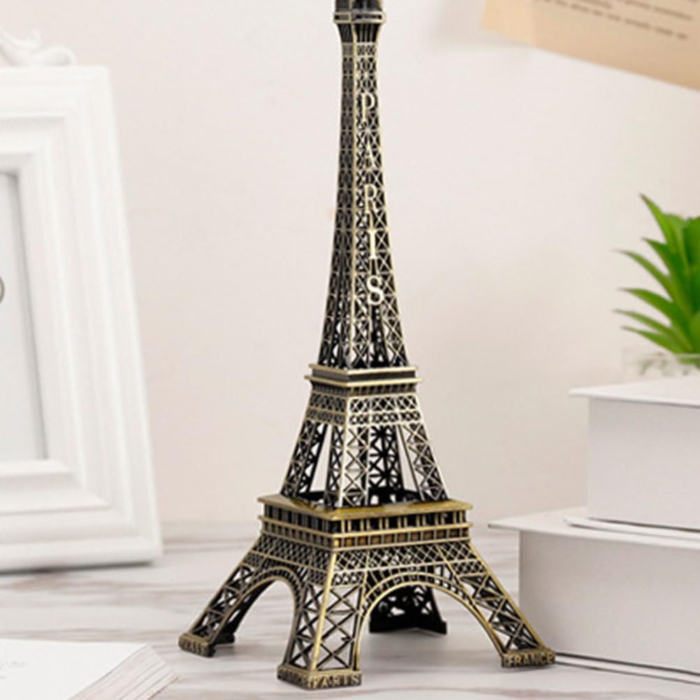 HOMSFOU Vintage Eiffel Tower Model 3D Architectural Craft Alloy Figurine Desktop Decor Landmark Ornament Gift