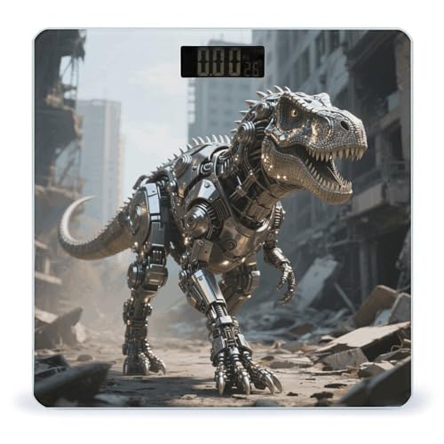Báscula digital de baño dinosaurio de vidrio templado