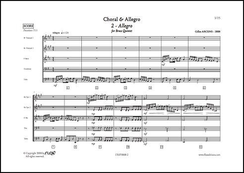 Partition Choral Allegro G. Arcens quintette de cuivres