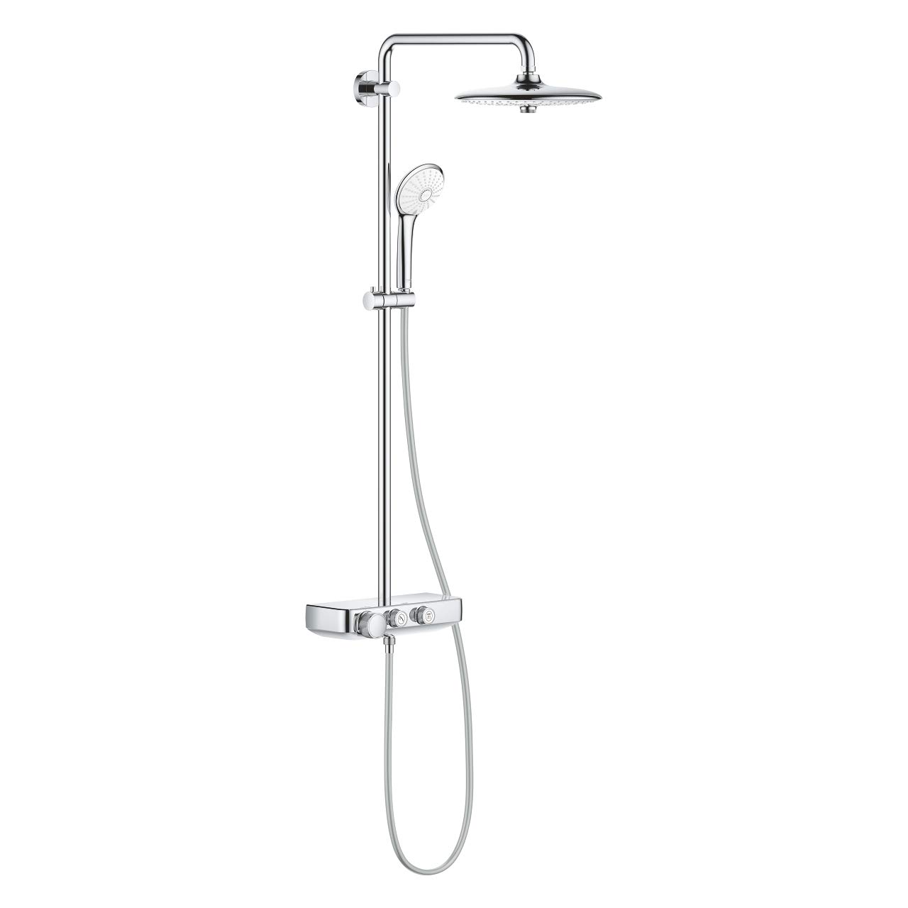 GROHE Euphoria Smartcontrol 260, Duschsystem mit Thermostatbatterie (wassersparende Regendusche mit 1 Strahlart, Duschkopf mit 3 Strahlarten, inkl. Duschablage, Verbrühungsschutz), chrom, 26509000