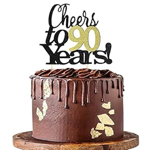 Sumerk Prost auf 90 Jahre Kuchendeckel 90. Geburtstag Kuchendeckel Hochzeitstag Party Dekoration Zubehör – 1 Packung