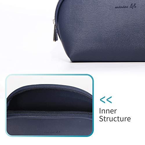 Image of MINISO Simple Semicircle Cosmetic Bag Portable Makeup Pouch for Women Multifunctional Travel Storage Toiletry Bag, Dark Blue