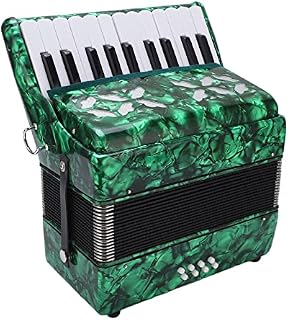 Kids Accordion Instrument Toys, 22 Keys 8 Bass Celluloid Kids Accordion Toy Professional Small Accordion with Adjustable Straps, Mini Musical Instruments for Beginners and Students(Green)
