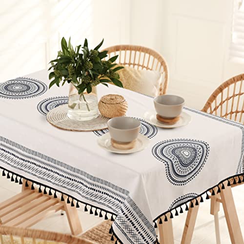 Image of Urban Space 100% Cotton Square Dining Table Cover, Printed Anti Skid Table Cloth for Dining /Center Table, for Upto 4 ft x 4 ft Table (Size - 48 inch x 48 inch - Square, Trellis Black)