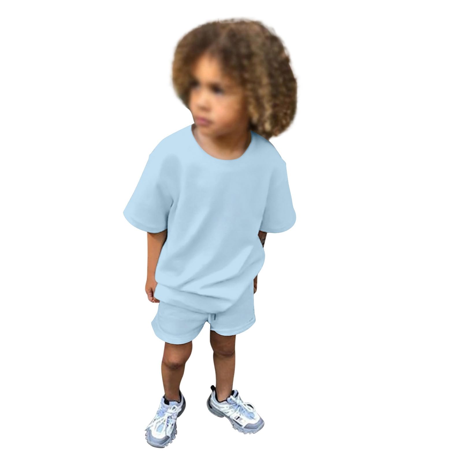 Générique Lot De 2 Ensemble Short Enfant Garçon Solide Tee Shirt à Manches Courtes et Short Confortable Survêtements D'été 2 Pièces Respirant Tenue Sport pour Les Activités Sportives