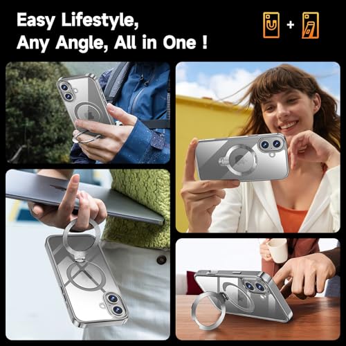 Coque iPhone 16 MagSafe antichoc transparente protection écran objectif support 360