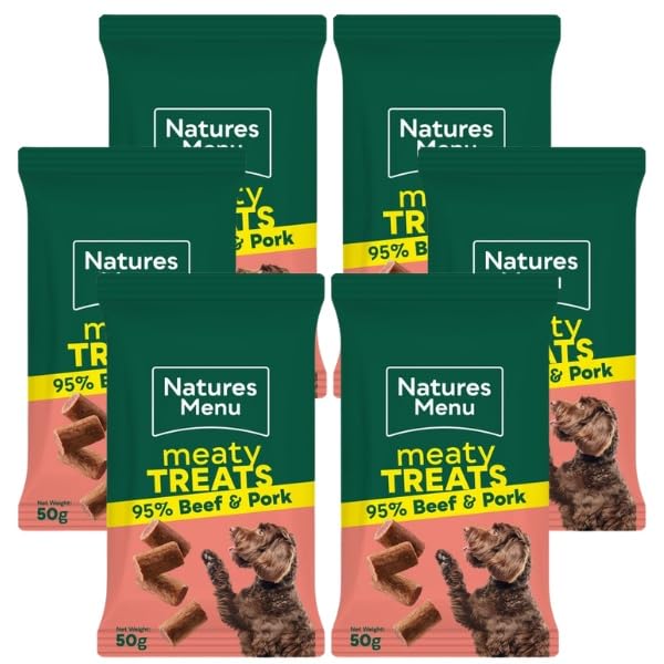 Natures Menu Original Real Meaty Dog Treats – 6 Pack (Beef, 50g Each) | High Protein Snacks for Dogs