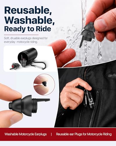 Image of Motorcycle Ear Plugs for Wind Noise Reduction, 2 Filter Options Reusable Motorcycle Accessories, Soft Comfortable Hearing Protection Earplugs for Motorbike, Touring, Racing, Riding - 25dB Biker Gifts