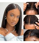 Wear and Go Glueless Bob Wigs Human Hair Pre Plucked Natural Hairline Straight Short Bob Wig 180 ...