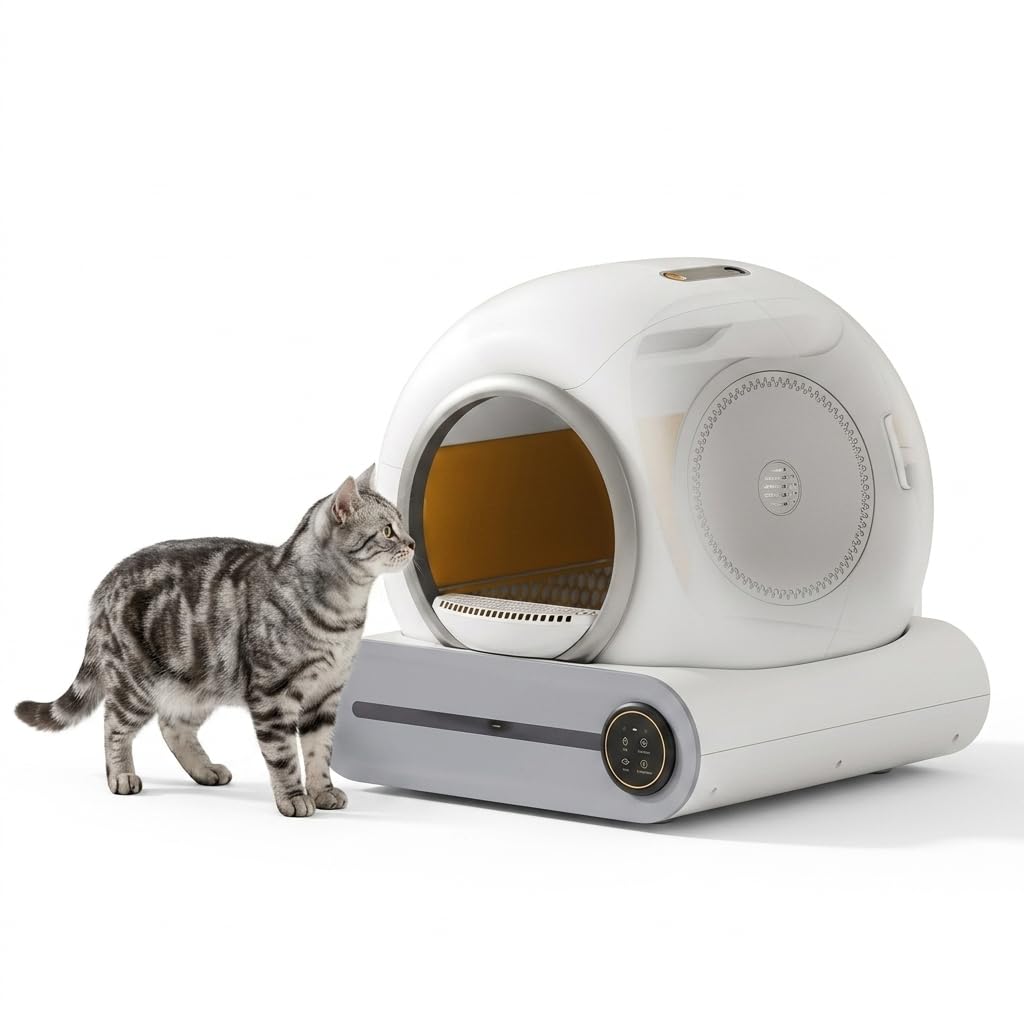 Selbstreinigende Katzentoilette 65L Vollautomatisch mit APP-Steuerung, Automatisches Katzenklo für Mehrere Katzen mit Geruchsentfernung & Infrarotsensor, Sicherer Selbstreinigung für Jede Katzenstreu