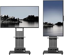 unho TV Stand with Casters: Universal TV Stand for 32-65 Inch Screens Rotating TV Stand Max Load 50 kg Height Adjustable 130-160 cm VESA Max 600 x 400 mm for Living Room Bedroom