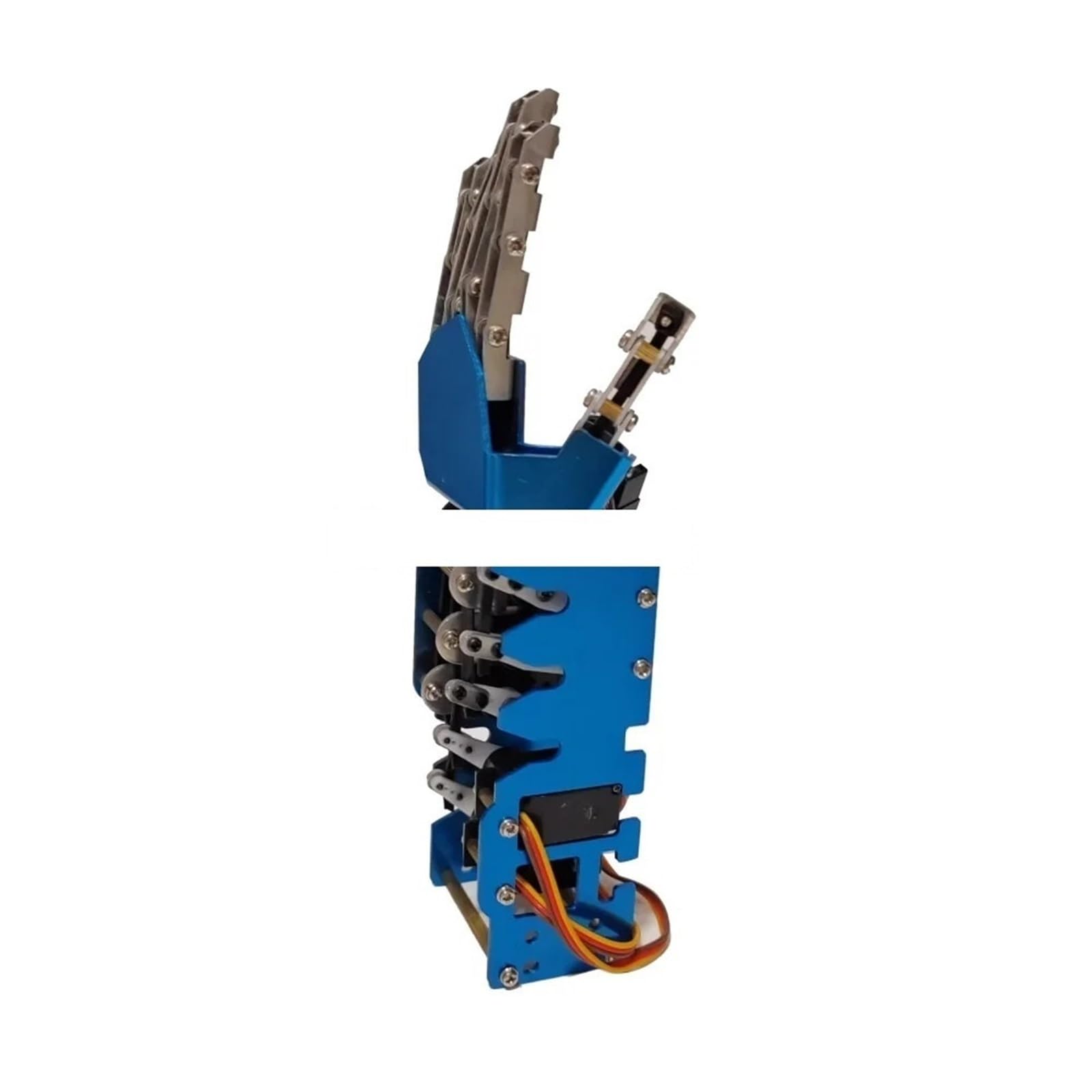 5 DOF Mini metalowy robot ręczny niezależny palec bioniczny mechaniczny palec humanoidalny robot chwytak niezmontowany zestaw zabawek DIY(Blue left hand)
