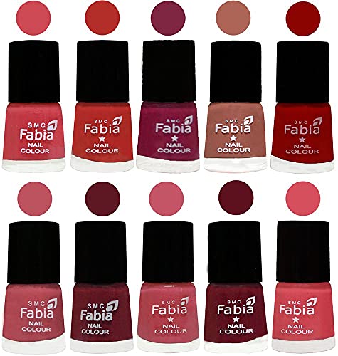 Image of SMC Fabia ALL IN ONE (PACK OF 10), Long Lasting Glossy Nail Polish, 6 ml Each, All Vibrant Colours,02371