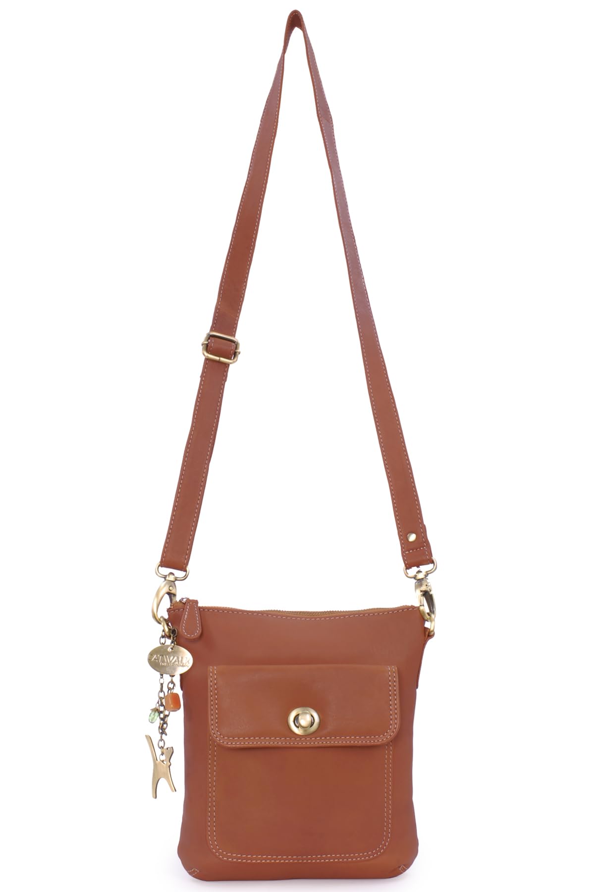 Catwalk Collection Handbags - Bolso Bandolera Pequeño de Piel Auténtica - Bolsito Mujer - Bolso de Mano con Correa Ajustable - Laura
