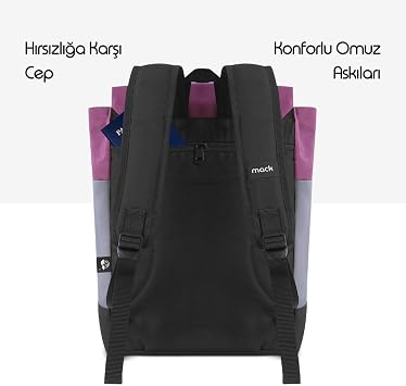 Mack Zen Eco MCE-1303 Sırt Çantası - Macbook Çantası, Hırsızlığa Karşı Koruma, Küçük, Mini, 13-14 inç Laptop, Günlük ve İş Kullanımı, Şık Tasarım, Üniversite ve Okul İçin, Bordo Gri