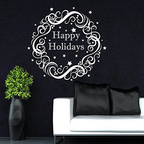 Autocollant Mural Couronne De Noël 39x39 Cm - Décalcomanie PVC Pour Salon, Chambre, Fenêtre, Décoration Fête - 7