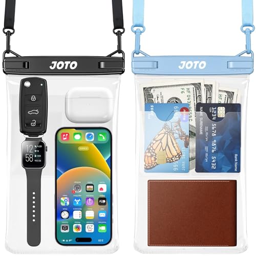 JOTO 2 Grandes Pochettes Étanches Universelles Certifiée par IPX8, Housse Étanche Téléphone iPhone 17/16/15/14/13/12/11, Galaxy, Xiaomi Jusqu'à 7 Pouces, Range...