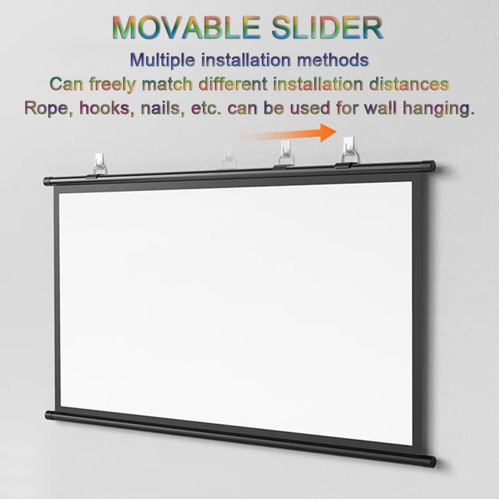 Écran De Projection Manuel 40 50 60 Pouces, Écran De Projecteur Home Cinéma HD 4K, Écran Videoprojecteur Mural, Anti-Plis, Facile À Enrouler(50 inch 16:9)