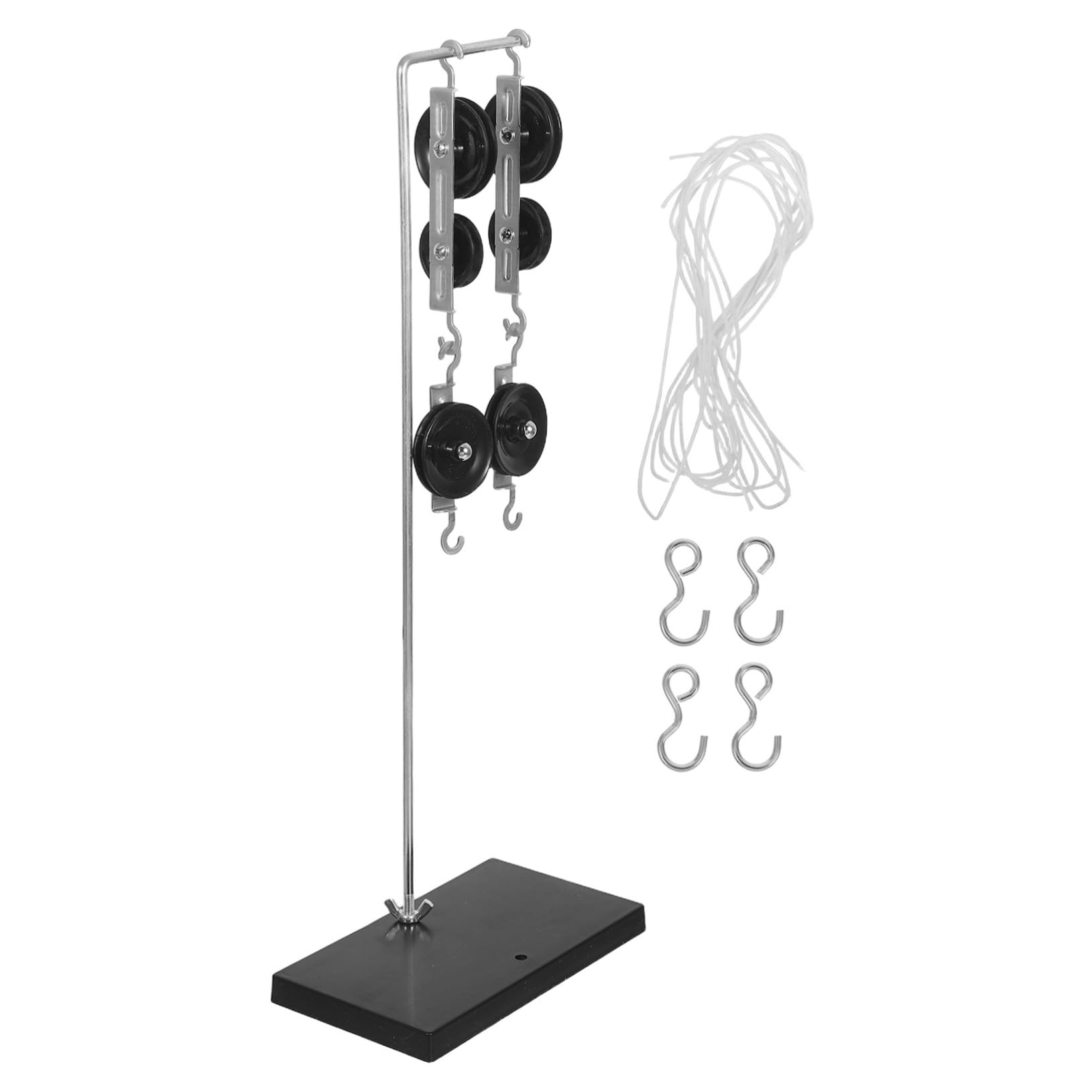 PRETYZOOM 4 Juegos Kit de Experimentos con Poleas para Física Sistema de Poleas Doble y Simple con Base Galvanizada Equipo Educativo para Laboratorios Escolares y Análisis de Fuerzas