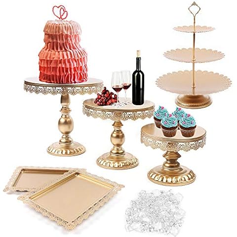 Kuchen Steht, 6 Stüke Vintage Tortenständer Dessert Display Platte Rund Metall TortenstäNder Set aus Eisen Cover