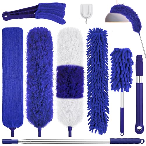 9PCS Dusters for Cleaning,Extendable Microfiber Duster with Exten...