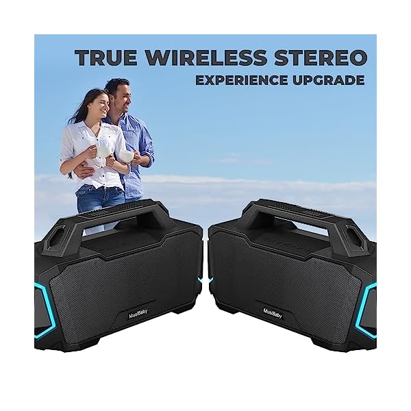 Bluetooth Speaker,MusiBaby Speakers Bluetooth Wireless,Waterproof,Portable Bluetooth Speaker with 80W Booming Sound,20H Play,IPX6,DSP,Dual Pairing,Bluetooth 5.3,Outdoor Speaker for Camping,Beach,Gifts - Image 7