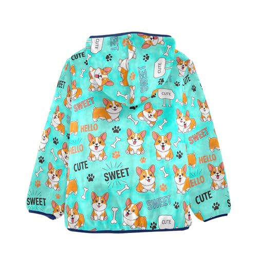 CHIFIGNO Cute Cartoon Dogs Kids Hooded Jacket, Warm Light Fleece Outerwear Jackets 3T2