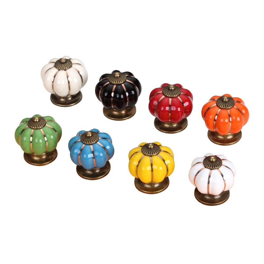 Osmond 8pcs Pumpkin Ceramic Handles 38mm Drawer Knobs Cupboard Door Handles Single Hole Cabinet Handles