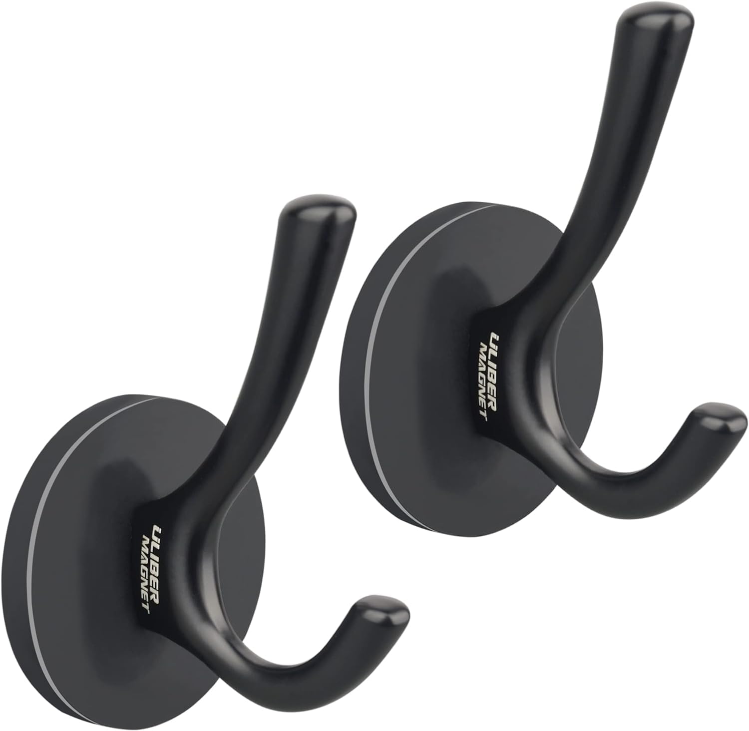 4 Ganci Magnetici Doppi ULIBERMAGNET – Forti, Rivestiti In Gomma – Per Frigorifero, Porte, Armadi – Carico Pesante, Colore Nero