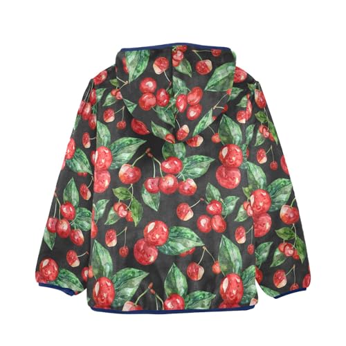 CHIFIGNO Cherry Green Leaves Jacket for Boys Hooded Jacket Sweatshirt Toddler Boy Fall Jacket Boys Winter Jacket 7-8Y2