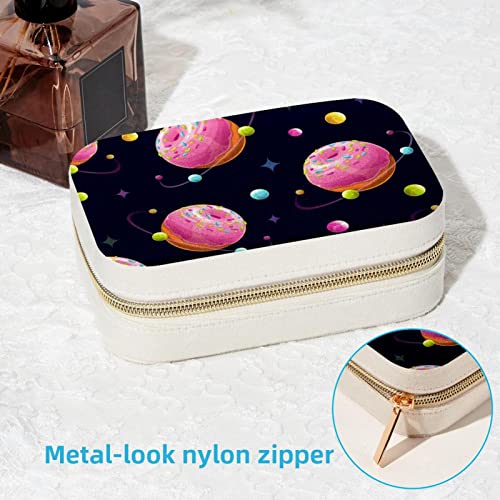 Boîte à bijoux portable donut rose pour bagues et colliers