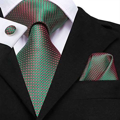 Image of Dubulle Mens Tie Set Solid Paisley Silk Striped Necktie for Men with Cufflinks Tie and Pocket Square