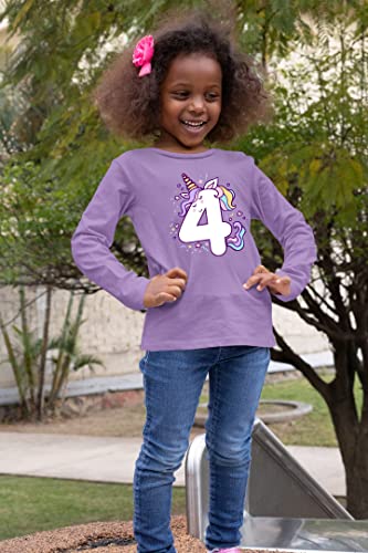 Image of Unicorn 4th Birthday Shirts for Toddler Girls Outfit 4 Year Old Fourth Four Shirt