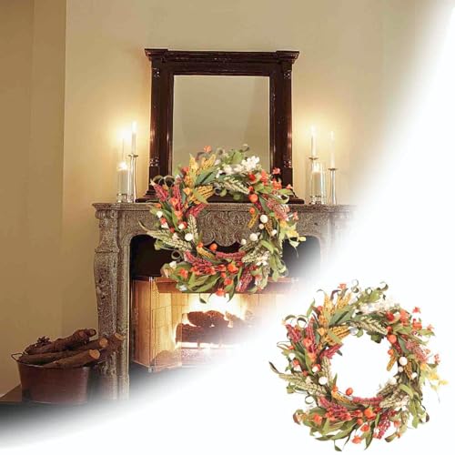 22 Inches Farmhouse Style Plastic Simulation Fall Wreaths for Daily Autumn - image 7