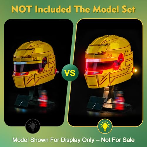 Image of LocoLee Light kit Compatible with Lego 43022 Scuderia Ferrari HP Lewis Hamilton Helmet- No Actual Model Only Lights, LED Lighting for LEGO Editions Display Collectors (Standard Version)