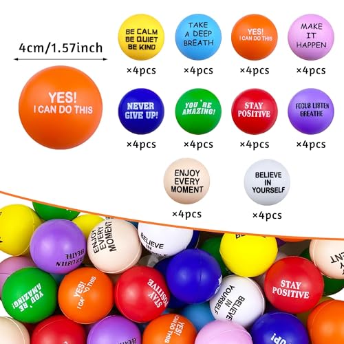 40PCS Inspirational Stress Balls Colorful Foam Inspirational Stress Relief Balls with Motivational Language Hand Exercise Gifts for Office and Home Use (10 by XIPEGPA - Image 2