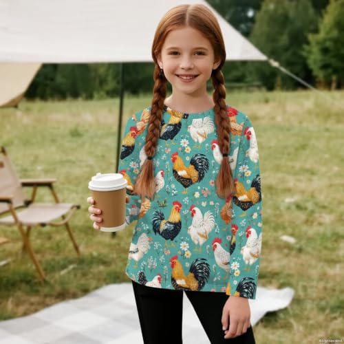 Image of WELLFLYHOM Long Sleeve T-Shirt for Boys Girls 3-16 Years Old Tee Tops Crewneck Pullover Shirts Fall Outfits