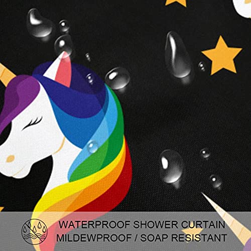 Rideau de douche licorne noir pour éviter les éclaboussures de bain - 4
