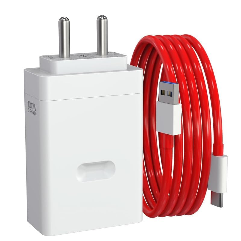 Image of 100W Super Vooc Fast Charging Adapter with Type C Cable Compatible with OnePlus 11R, OnePlus 11, Nord CE 4 5G & Other Supervooc Devices, White