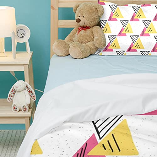 Parure de lit douce anti-plis avec housse de couette triangles géométriques - 5