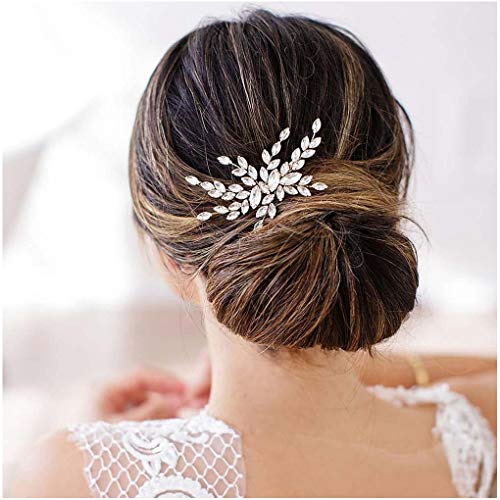 Olbye Wedding Hair Comb Rhinestone Bridal Hair Accessories Hair Comb Wedding Head Piece (Silver)
