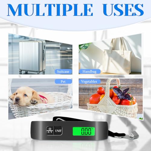 Luggage Scale, 110lb Luggage Weight Scale with 4 Unit Switching Functions&LED Display, Luggage Scale Travel Digital for Weighing Luggage, Backpacks, Packages and Markets(Black)2