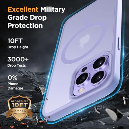Image of Miracase Magnetic for iPhone 12 /12 Pro Case (Compatible with MagSafe) Military-Grade Protection, Anti-Fingerprint Translucent Matte Phone Cover for iPhone 12 /12 Pro Case 6.1 inch, Light Purple